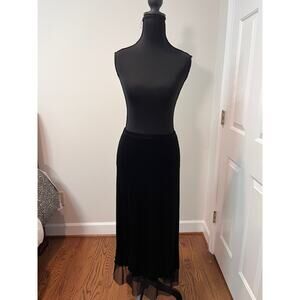 Chico's Lettuce Hem Mesh Midi Skirt in Black